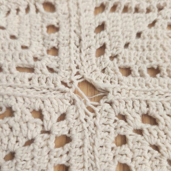 Handmade Crochet Lace Table Runner Ivory 35x13 Rectangular Doily Farmhouse Chic - Picture 5 of 8